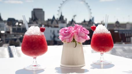 Refreshing Bacardi Cocktail with Beautiful View and Flowers wallpaper