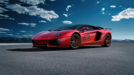Ultimate Red Lamborghini Aventador in Stunning Landscape wallpaper