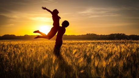 Eternal Love in a Golden Meadow wallpaper