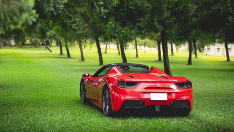 Ferrari 488 Spider on a Lush Lawn wallpaper