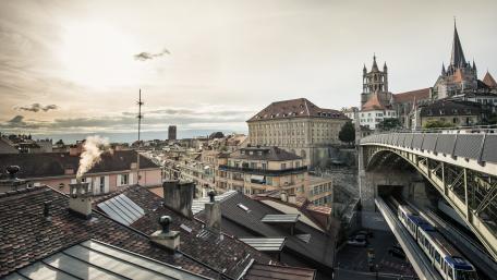 Lausanne Cathedral from Pont Charles Bessières wallpaper