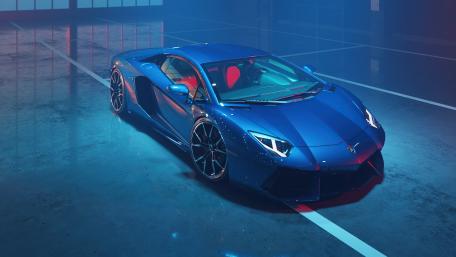 Sleek Blue Lamborghini Aventador Beauty wallpaper