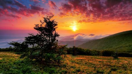 Majestic Sunrise Over Rolling Hills wallpaper