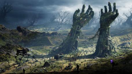 Enigmatic Titans of the Forsaken Realm wallpaper