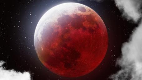 Majestic Crimson Moon Rising wallpaper