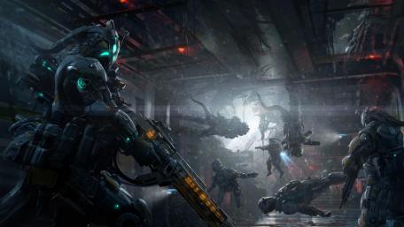 Futuristic Warriors in Battle wallpaper