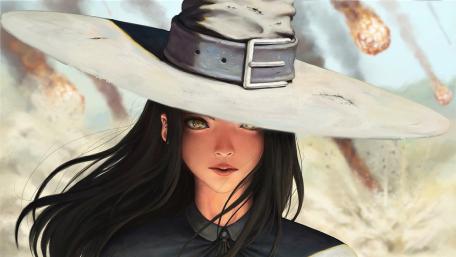Witchy Anime Girl in Action Scene wallpaper