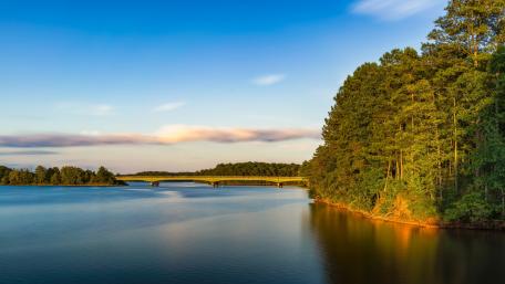 Serene River Bridge Landscape wallpaper