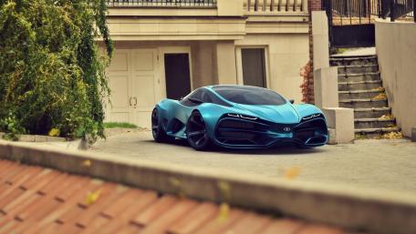 Futuristic VAZ Car in Dreamy Tilt-Shift View wallpaper