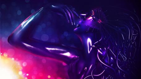 Futuristic Neon Gamer Girl Vibes wallpaper