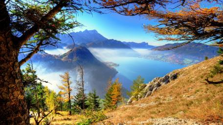 Vibrant Autumn in the Alps wallpaper