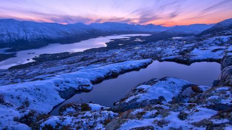 Serene Winter Landscape at Sunset wallpaper