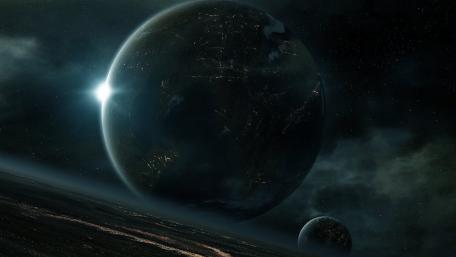 Celestial Encounter with Planets and Moons wallpaper