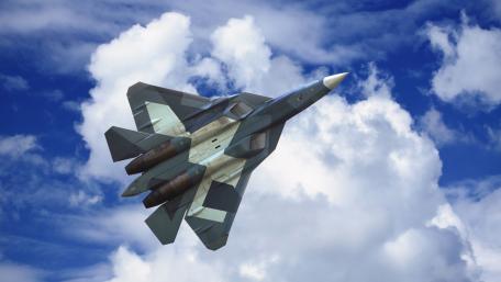 Sukhoi Su-57 in Dynamic Flight Formation wallpaper
