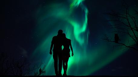 Whispers of the Aurora Night Sky Togetherness wallpaper