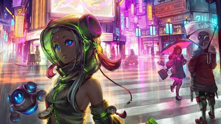 Vibrant Neon Anime Cityscape wallpaper