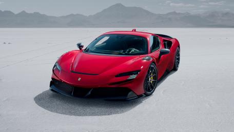 Red Ferrari SF90 Stradale in Stunning Landscapes wallpaper