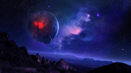 Starry Skies Over Alien Terrain wallpaper
