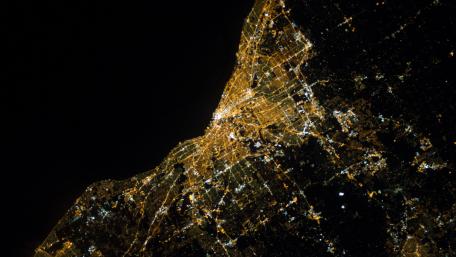 Night View of Cleveland, Ohio from Space wallpaper