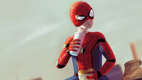 Spider-Man's Casual Snack Break wallpaper