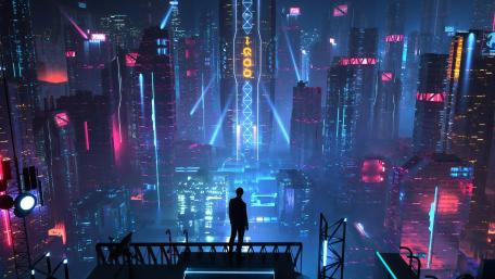 Neon Heights of a Cyberpunk Metropolis wallpaper
