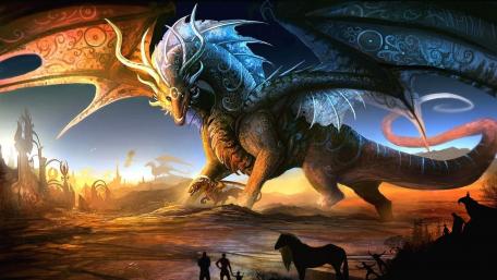 Epic Dragon Awakening in a Distant Realm wallpaper