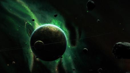 Galactic Wonders Unveiled in Dark Space wallpaper