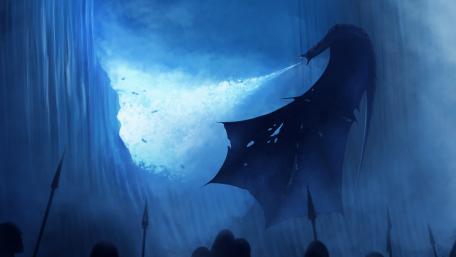 Dragon's Icy Breath in Mystical Blue Abyss wallpaper