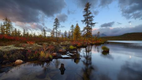 Serene Autumn Reflections in Nature's Embrace wallpaper