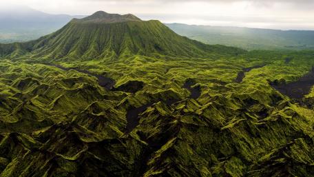 Majestic Green Volcano Landscape wallpaper