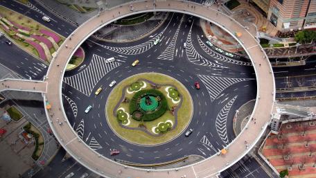Urban Roundabout View from Above wallpaper