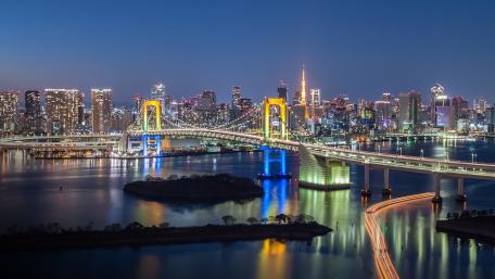 Stunning Night View of Tokyo Bay wallpaper
