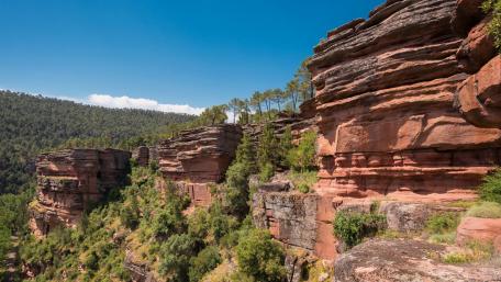 Majestic Canyon Landscape Under Clear Blue Sky wallpaper