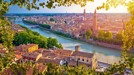 Stunning Aerial View of Verona's River and Architecture wallpaper