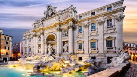 Trevi Fountain at Dusk in Rome's Enchantment wallpaper