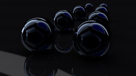 Sleek Black and Blue Abstract Spheres Surprise Your Senses With Depth and Shine wallpaper