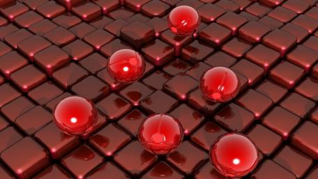 Red Abstract Geometry and Spheres Art wallpaper
