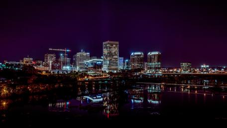 Stunning Nightscape of a Vibrant City Skyline wallpaper
