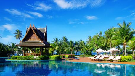 Tropical Retreat by the Blue Lagoon wallpaper