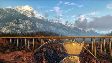 Majestic Mountain Viaduct at Sunrise wallpaper