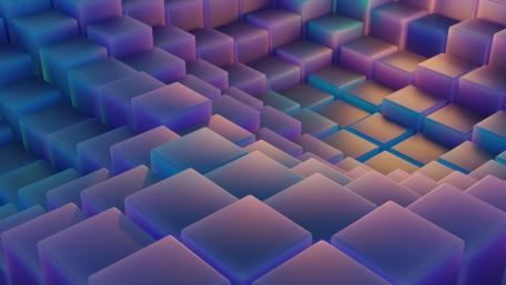 Dynamic Purple Cubes in 3D Space wallpaper