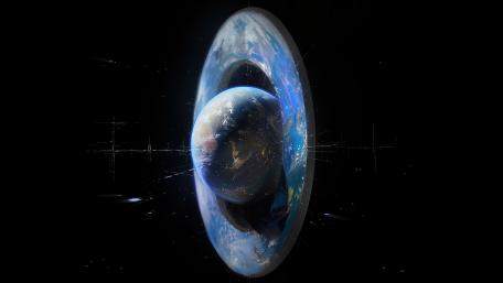 Ethereal Rings Around Earth wallpaper