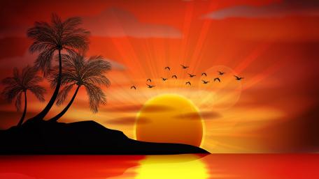 Digital sunset wallpaper