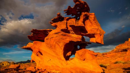 Majestic Rock Formation in Vibrant Sunset Glow wallpaper