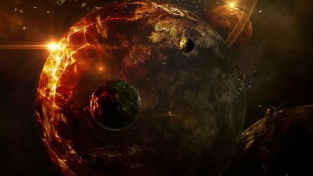 Cosmic Cataclysm of Celestial Bodies wallpaper