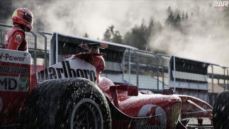 Racing Through the Rain in F1 Glory wallpaper