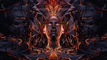 Ethereal Visage Amidst Shattered Reality wallpaper