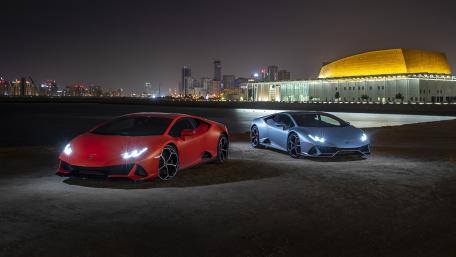 Dreamy Night with Lamborghini Huracan Duo wallpaper