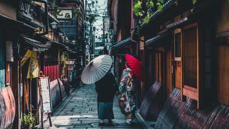 Serene Alley Stroll in Japan's Culture Scene wallpaper
