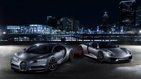 Bugatti Chiron and Porsche 918 wallpaper